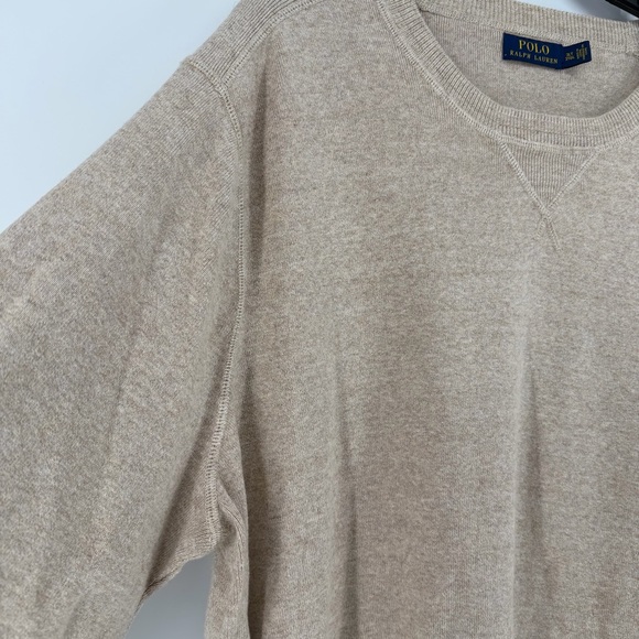 POLO Ralph Lauren Crewneck Cotton Sweater Beige Mens Size 3LT - Picture 4 of 10